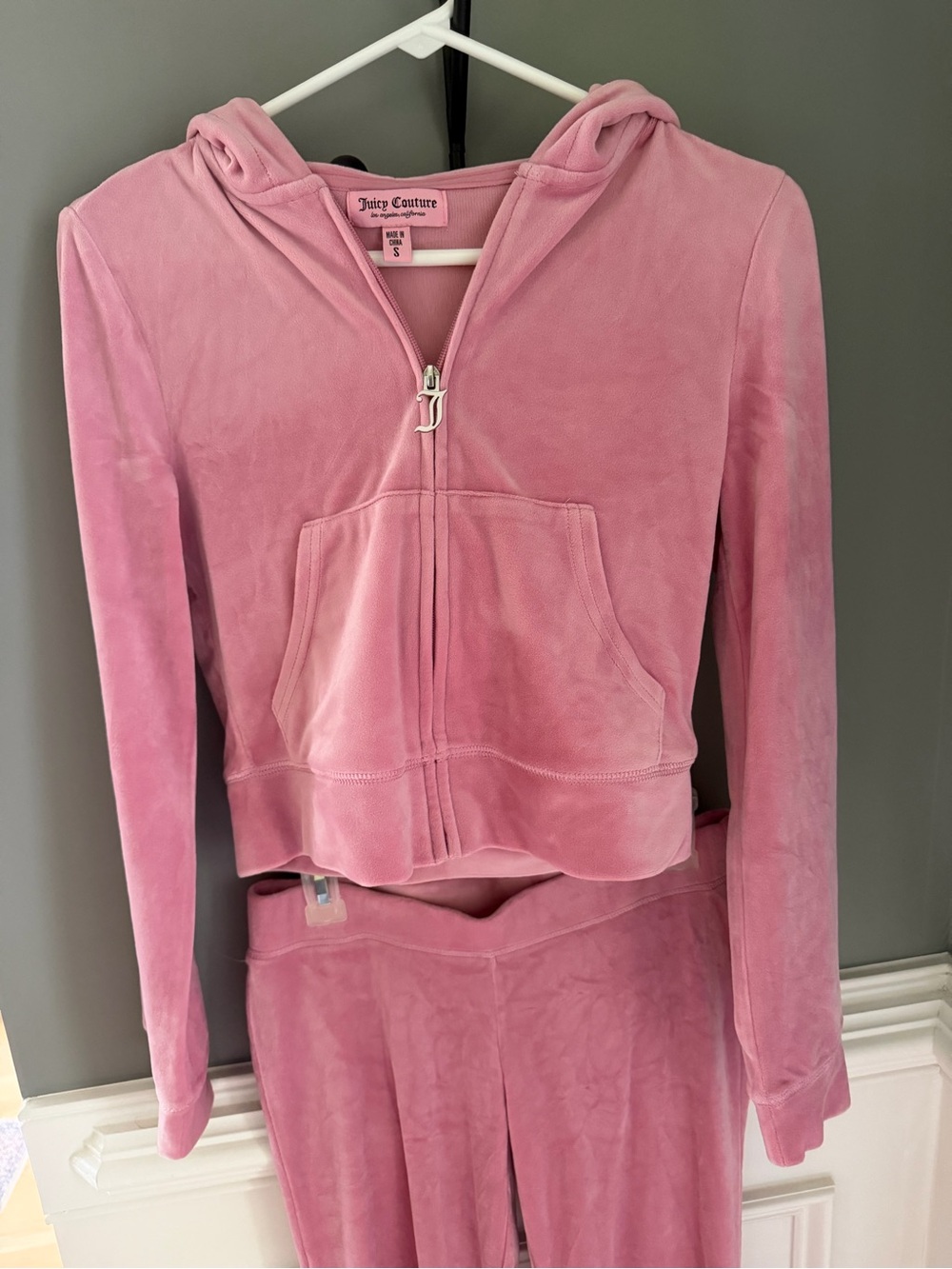Juicy Couture OG Luxe Pink Velour Rhinestone Logo Tracksuit Set - Picture 3 of 12
